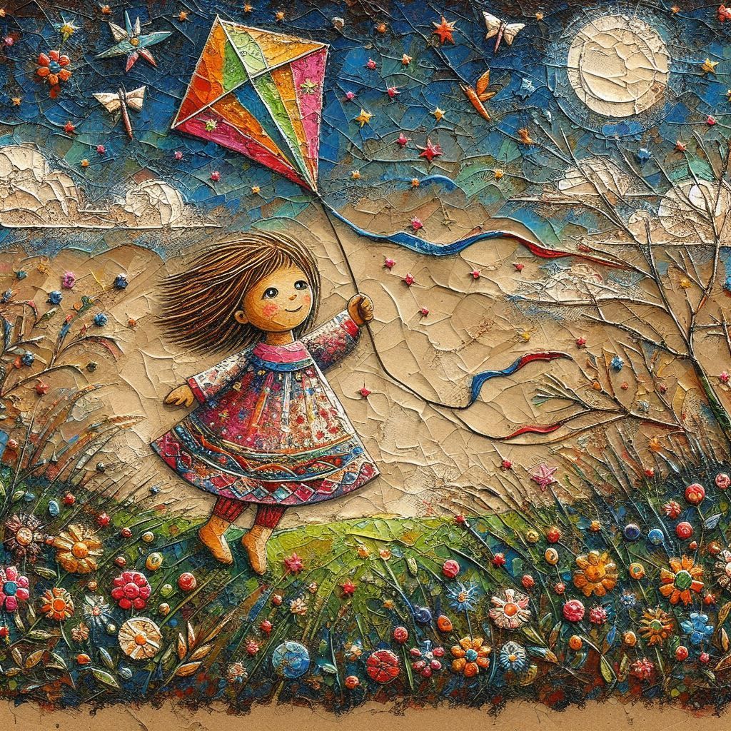 The little girl and the kite