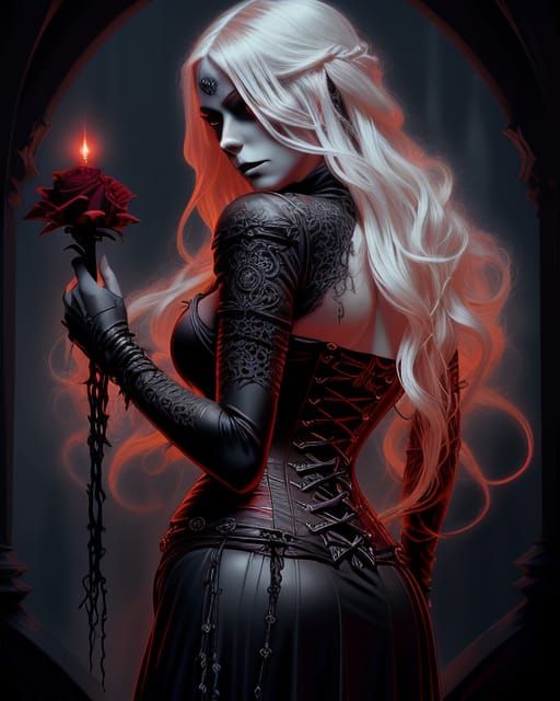 Gothic white haired woman
