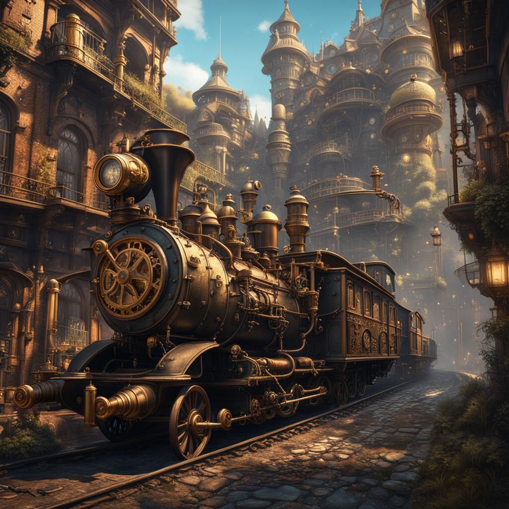 steampunk-train - AI Generated Artwork - NightCafe Creator