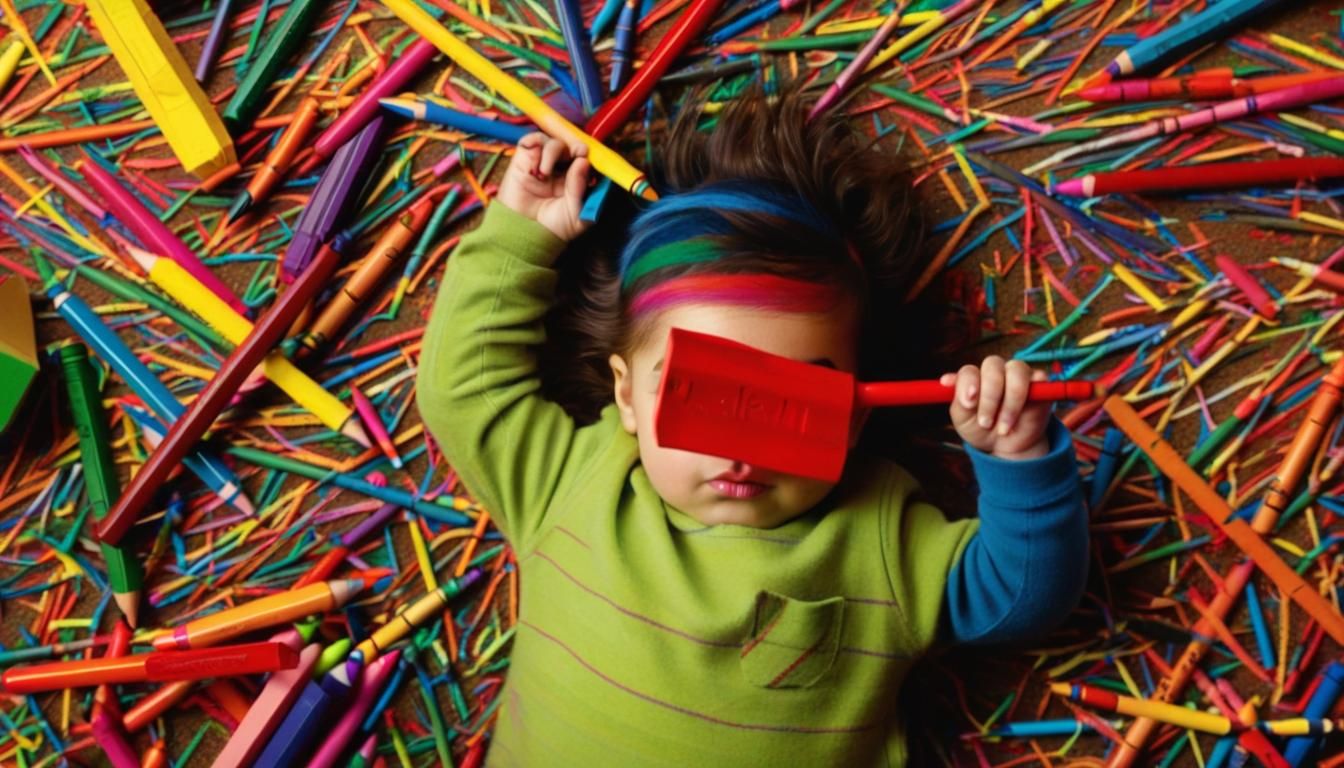 Crayon art “Poorly Drawn" crude ChildLike drawing with crayons AI