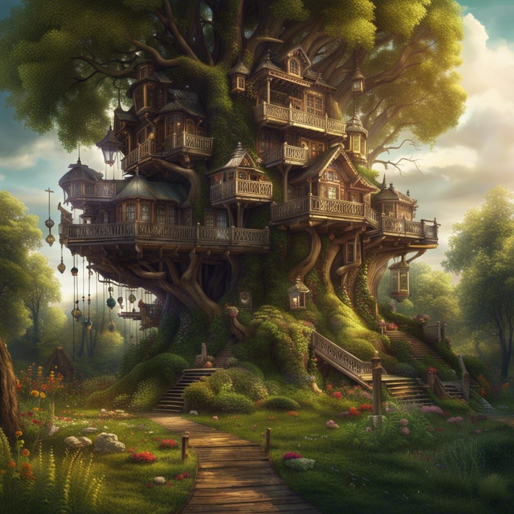 Treehouse - AI Generated Artwork - NightCafe Creator