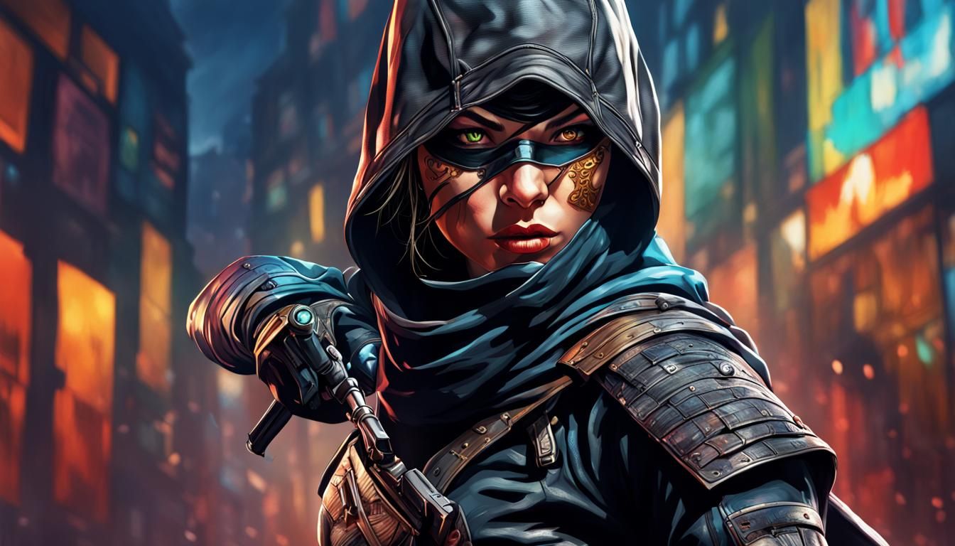 Rogue Madame Assassin, Hyper-Realistic, detailed, spectacula...