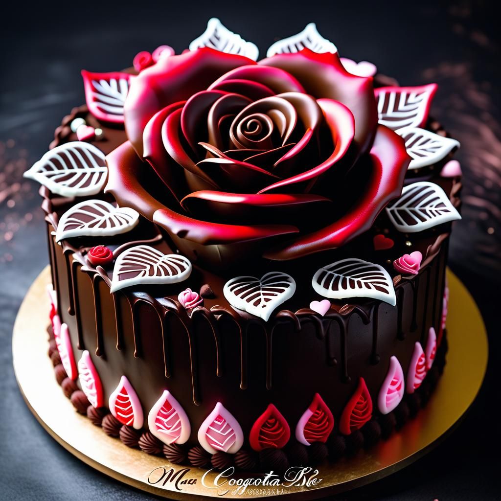 Chocolate Rose Valentine Cake