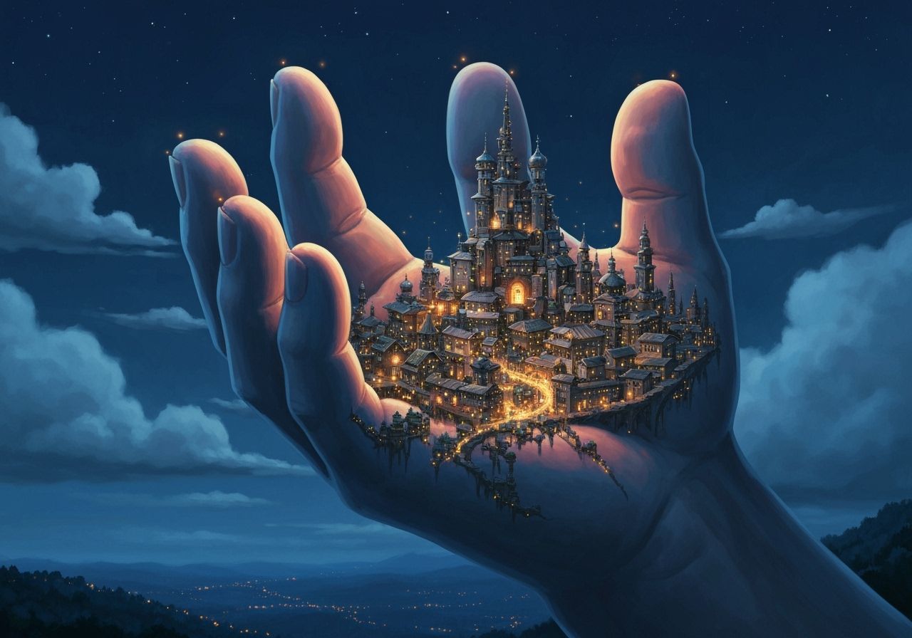 A city in a giant's hand.