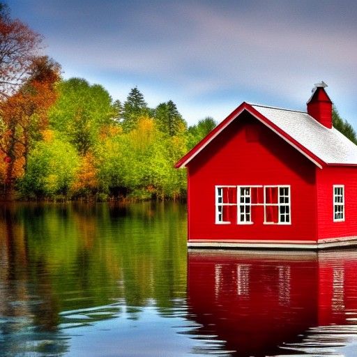 Little red house on the lake