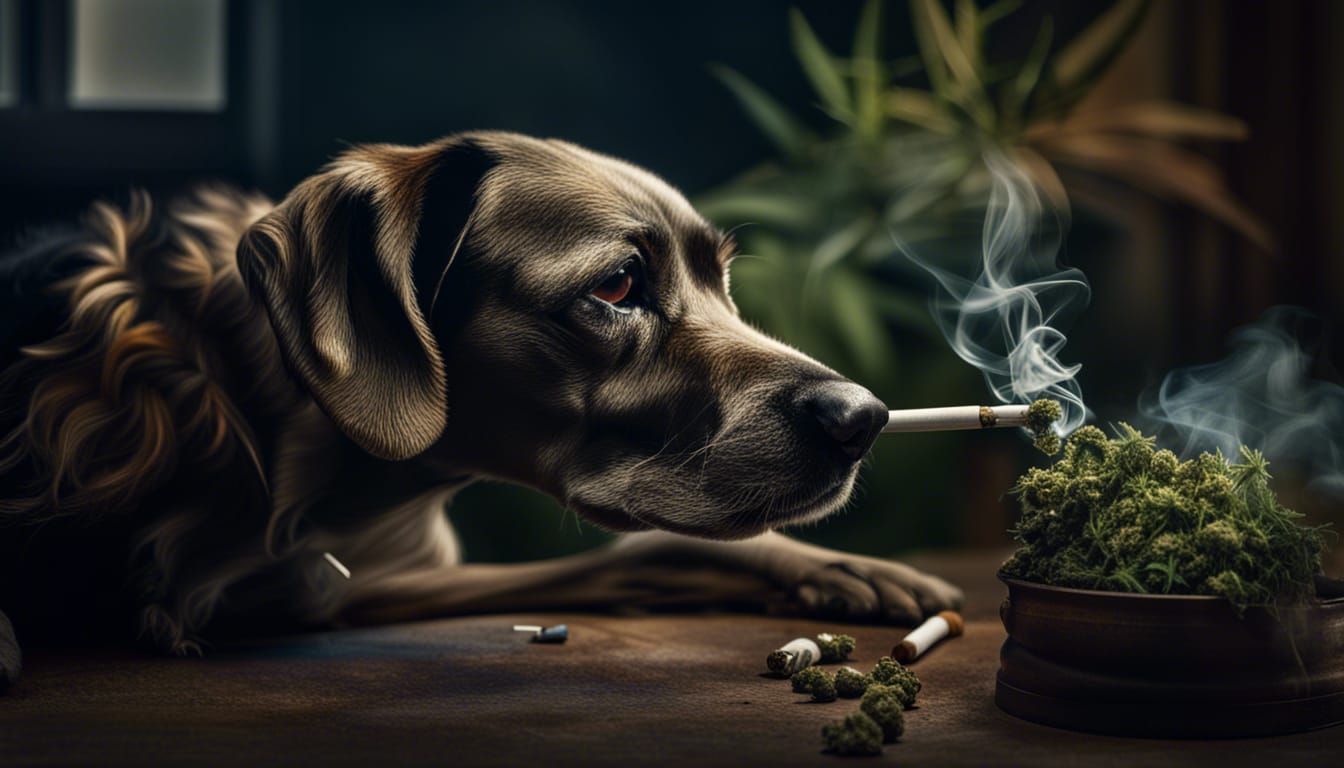 a dog smoking weed
