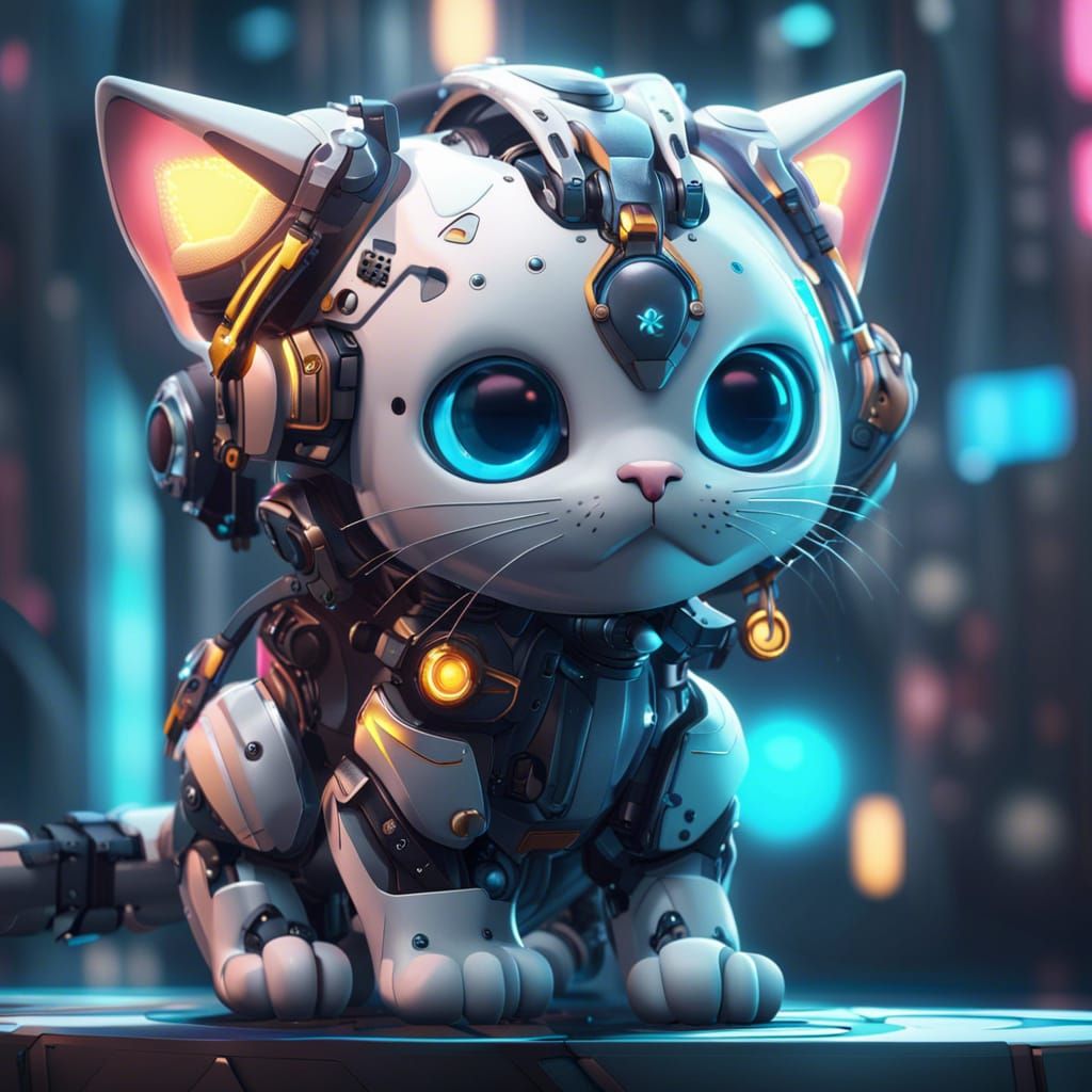 a futuristic cute robotic kitten   by @Shahbaz Ali Mughal