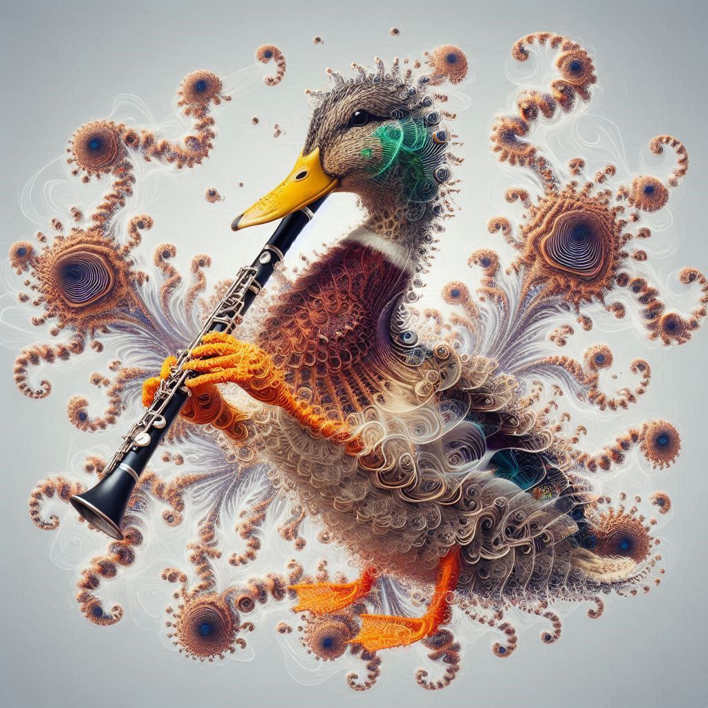 Duck playing clarinet