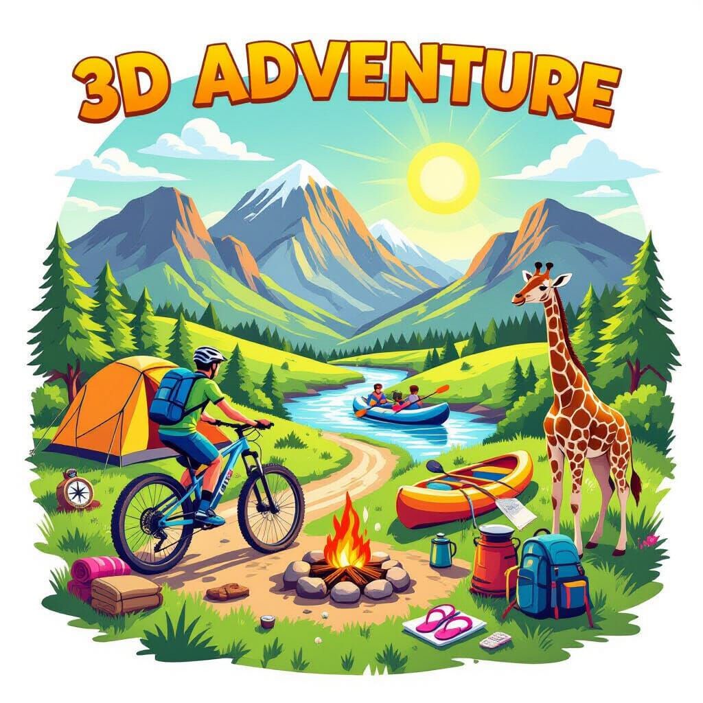 Most vibrant 3d adventure doodle images and Icons. With comic book type them introduction With the following on display.  Mountain bike and ...