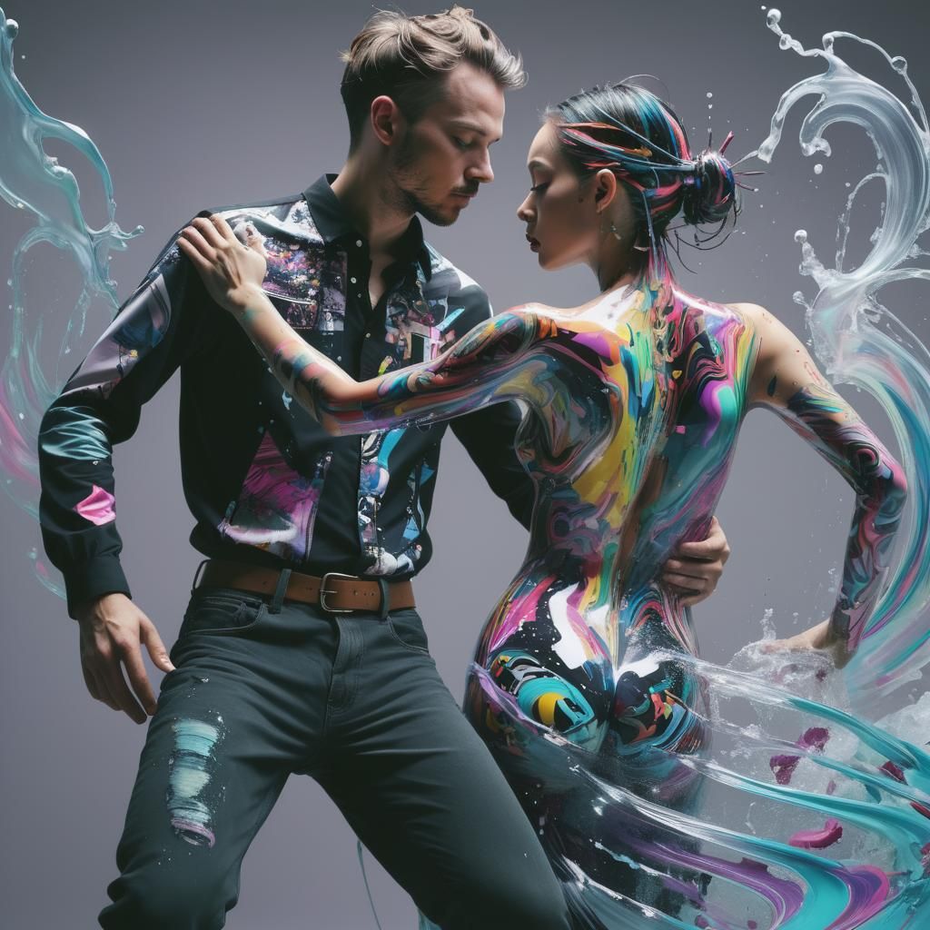 A vibrant and whimsical glitch artwork by the talented trio ...