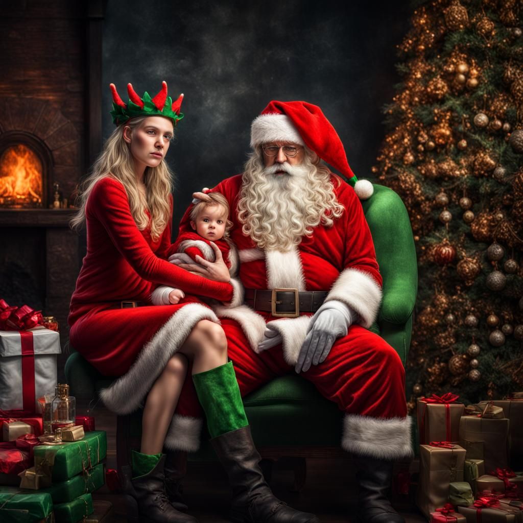 Zesty santa with elf - AI Generated Artwork - NightCafe Creator