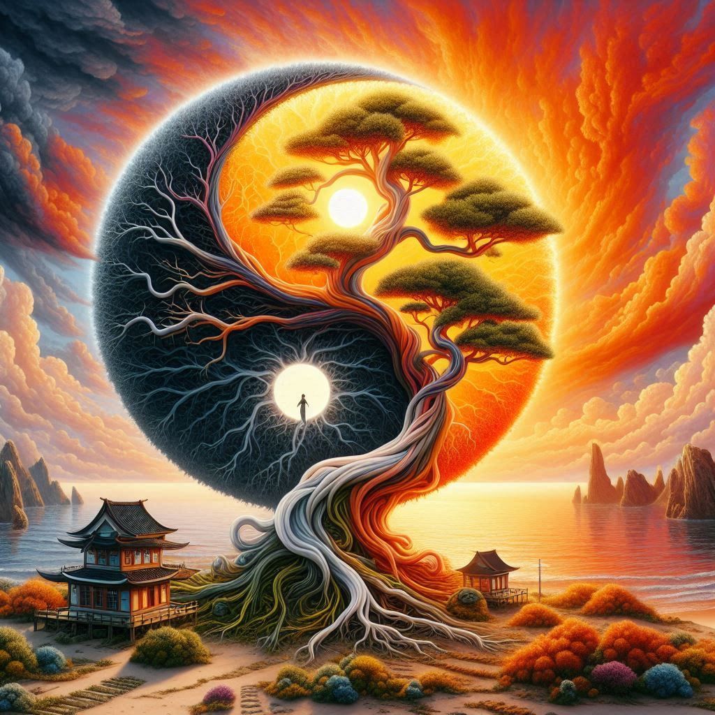 Yin Yang bonsai beach