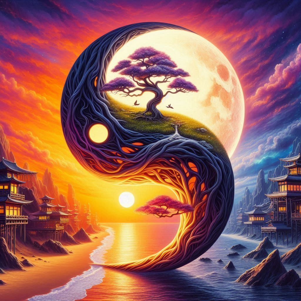 Dimensional Yin Yang beach bonsai