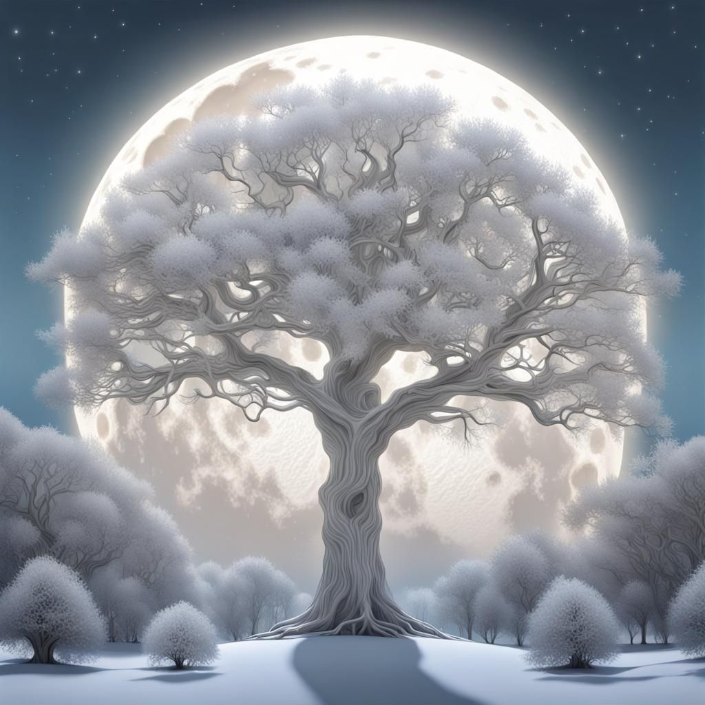 Full moon, winter solstice, tree of life  by @Shapes n Shadows
