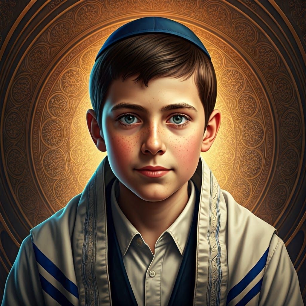 Orthodox Boy Portrait in Art Nouveau Style