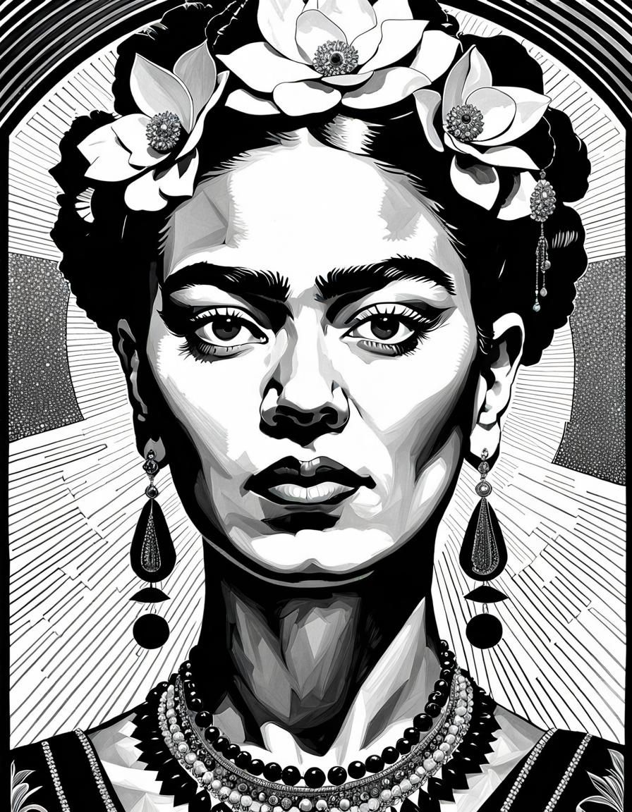 Frida Kahlo Black and white iridescent sparkling collage scrapbook ...