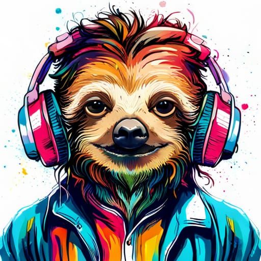 Dj sloth rocks  by @Tara