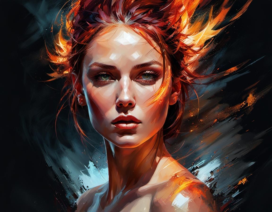 portrait of a firey woman - AI Generated Artwork - NightCafe Creator