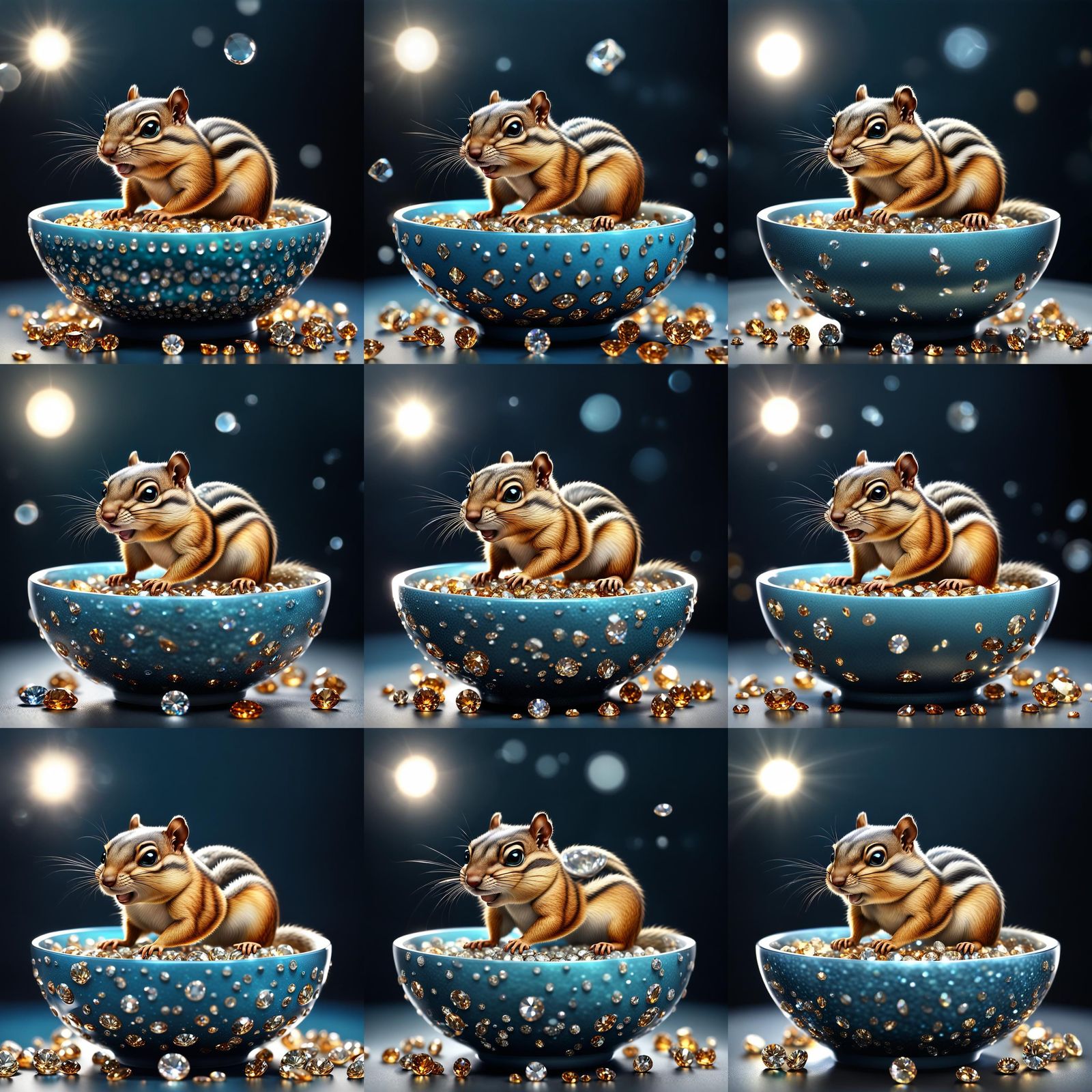A chipmunk in A bowl filled with A bowl filled with ideal cu...