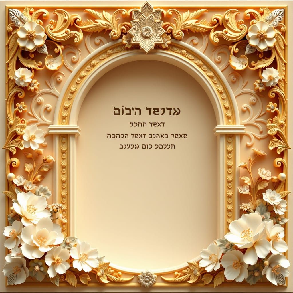 Elegant Ketubah Title Page in Golden Digital Art