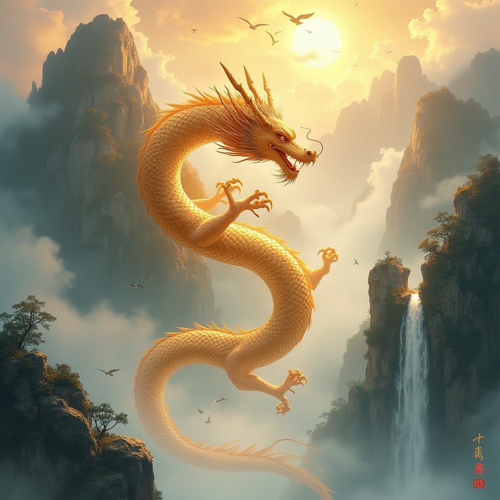 Golden Dragon Winds Through Tianzi Mountains