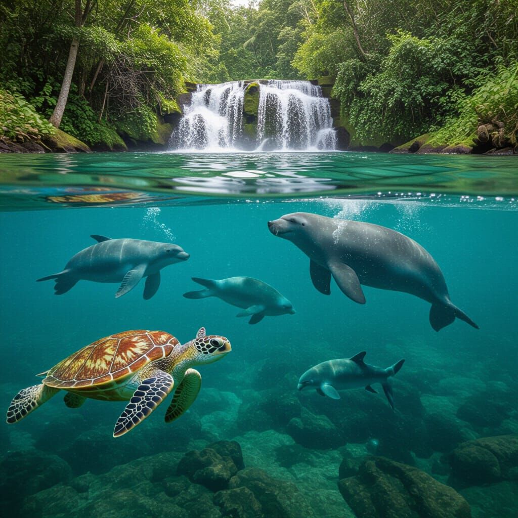 Sea Cat and Bears in Clear Water