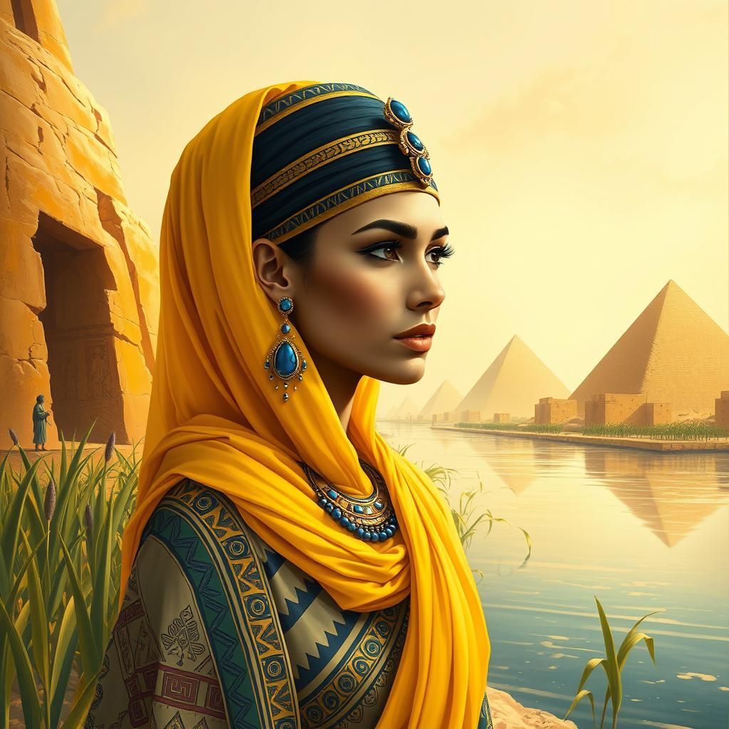 Beautiful Egyptian woman wearing yellow