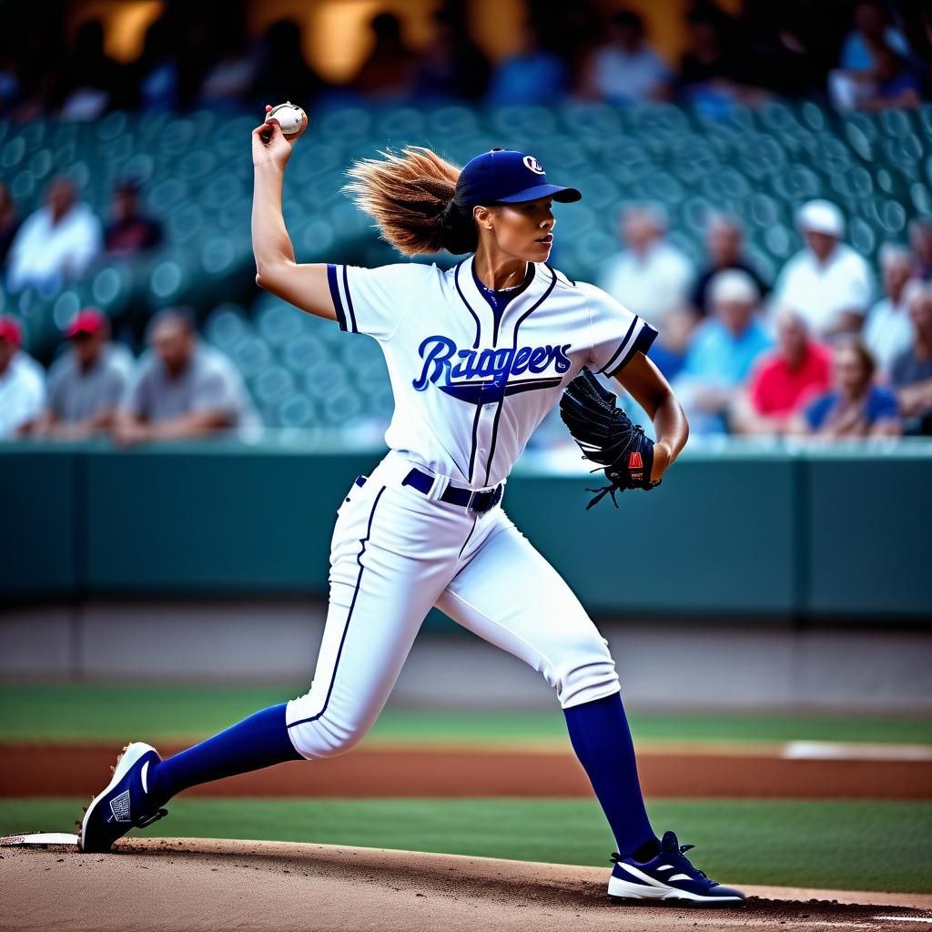 Girl baseball player / shot-in-motion