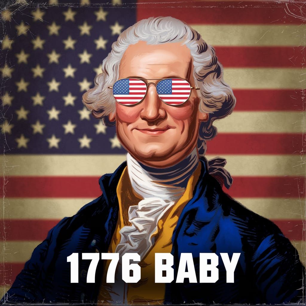 George Washington with American Flag Sunglasses