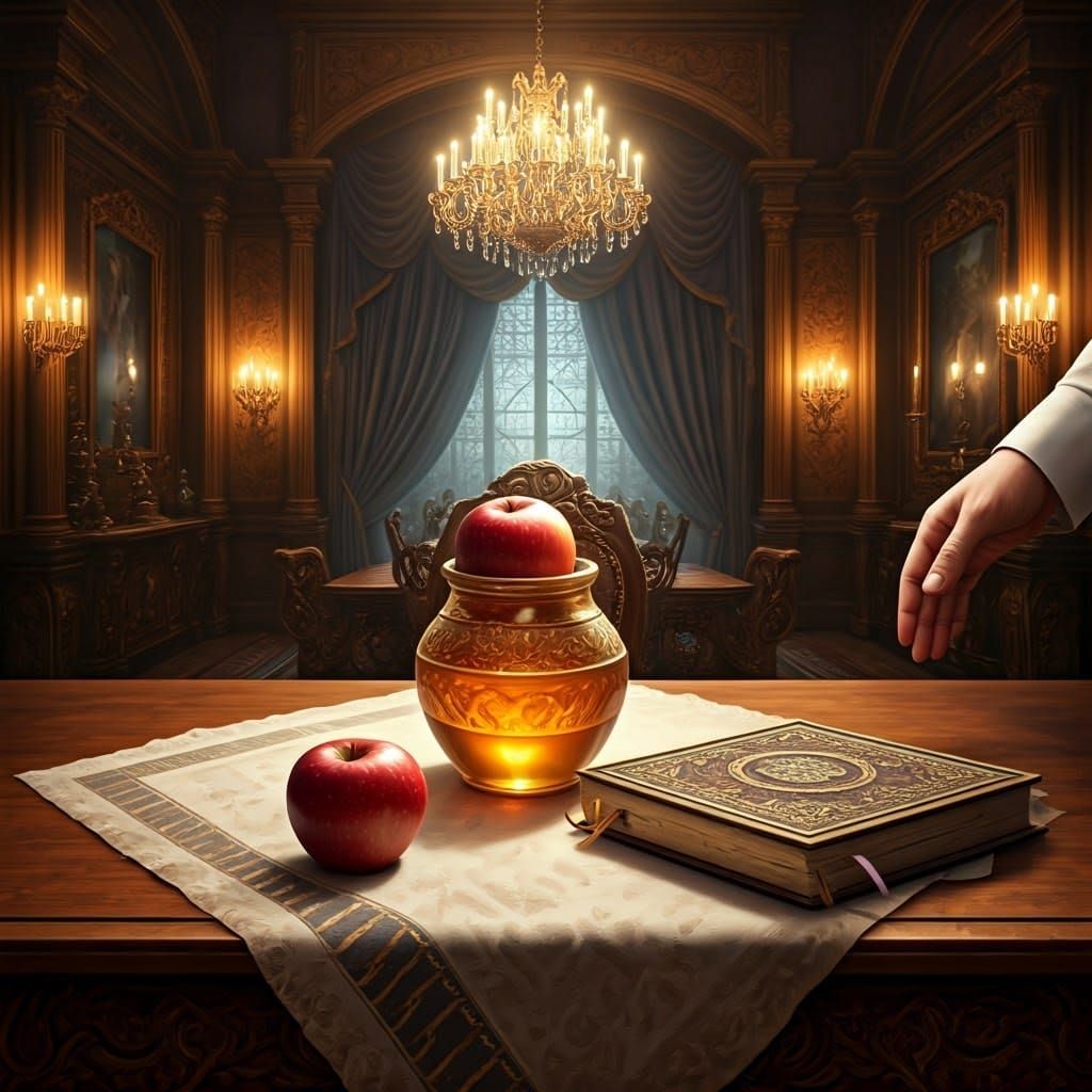 Opulent Jewish Home with Apple and Honey in Baroque Style