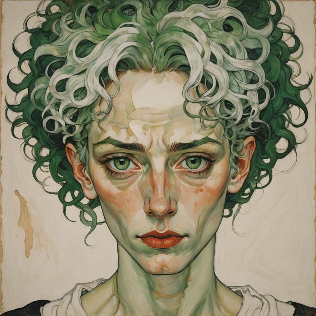 Utopian Androgynous Goddess in Expressionist Oil Painting