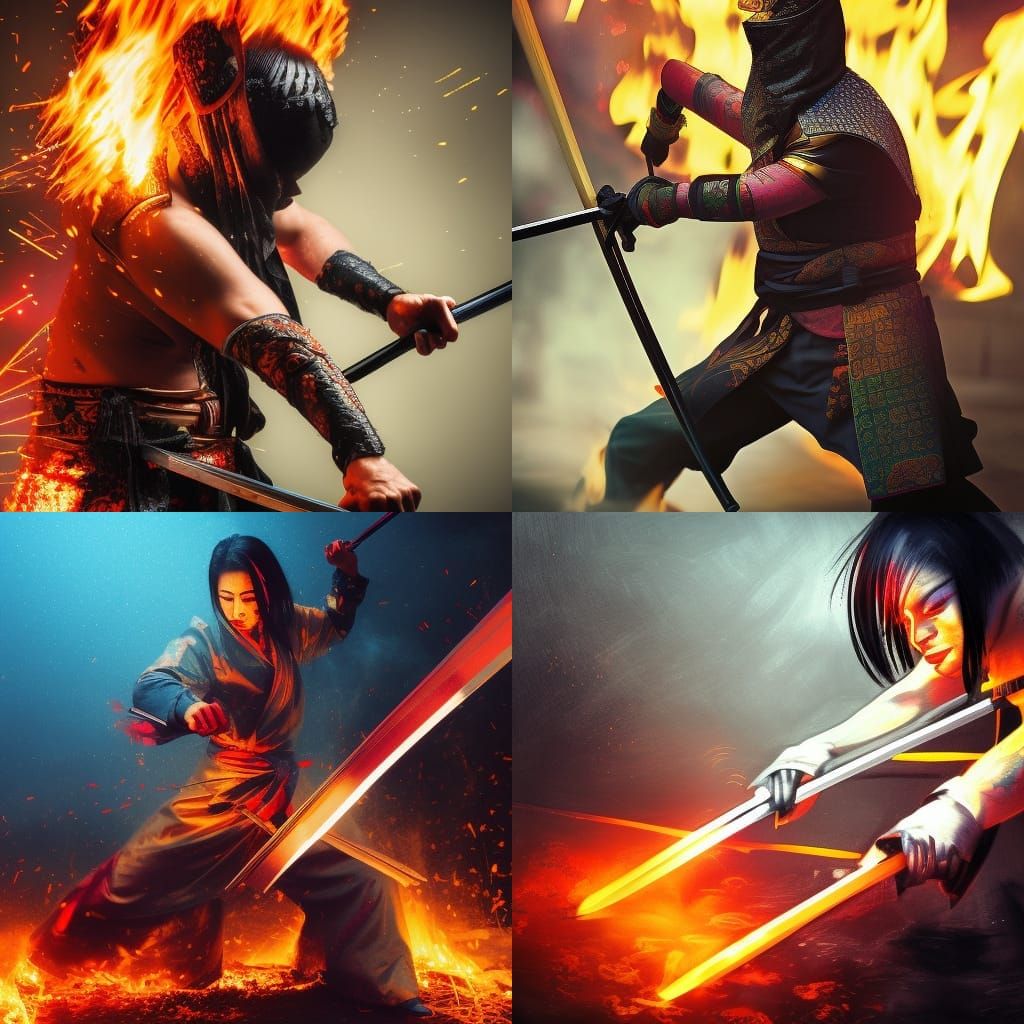 Katana being burned