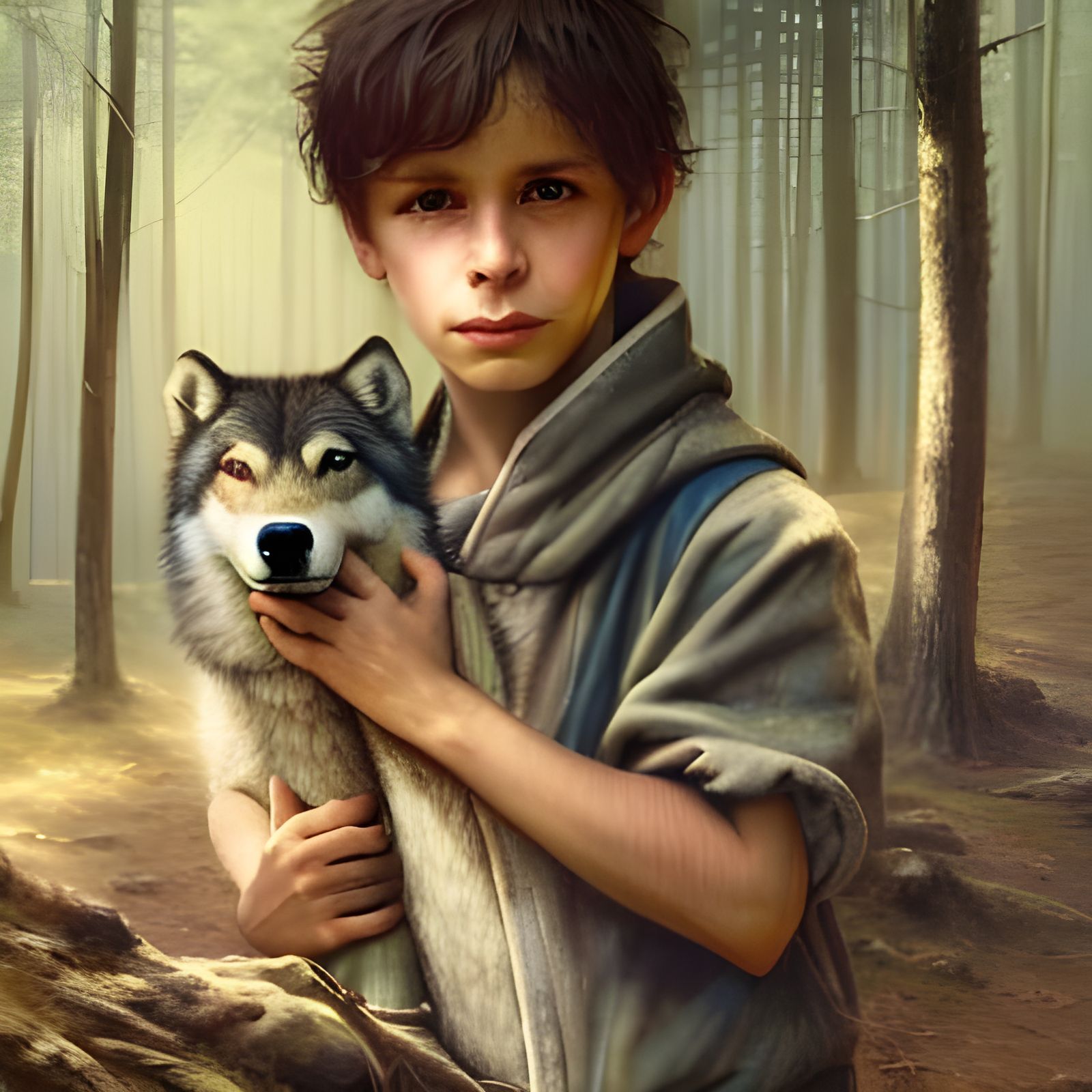 Boy and wolf - AI Generated Artwork - NightCafe Creator