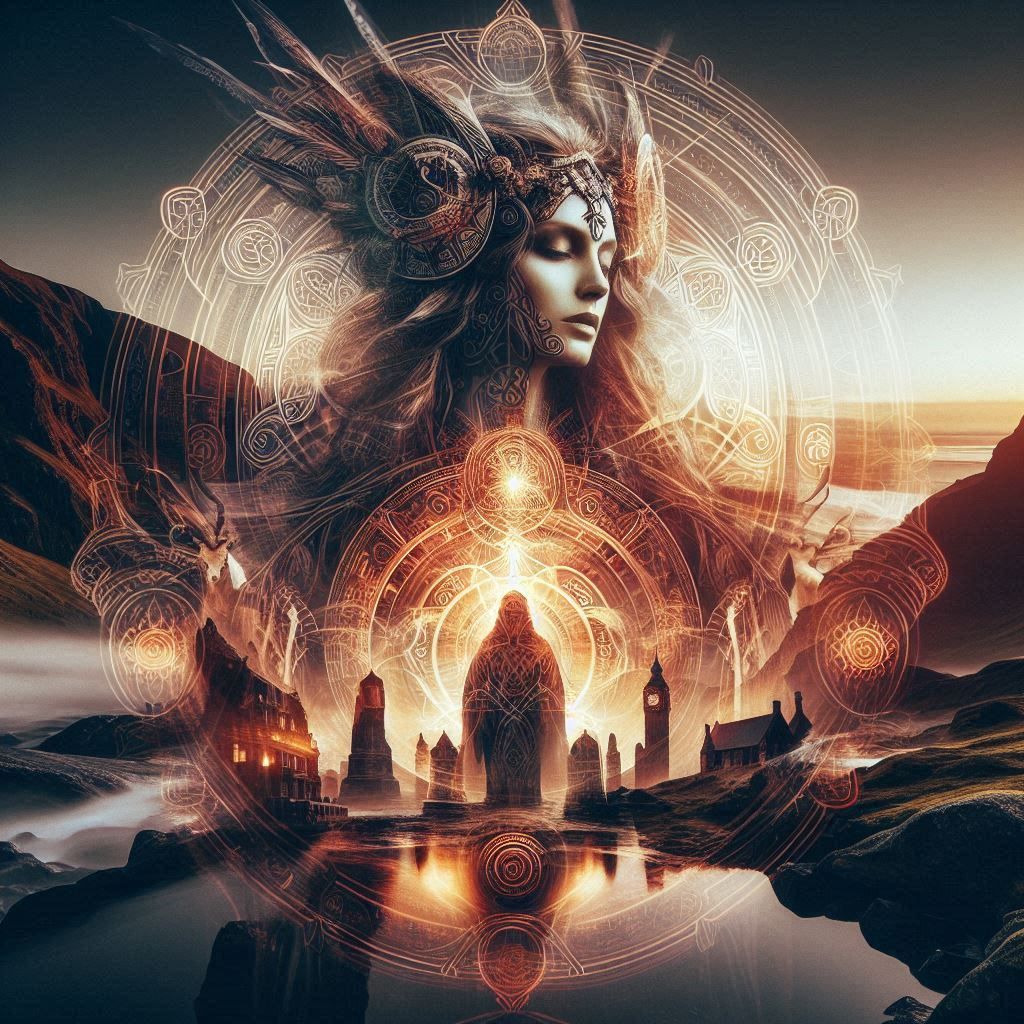 double exposure beautiful fantasy portrait landscape..