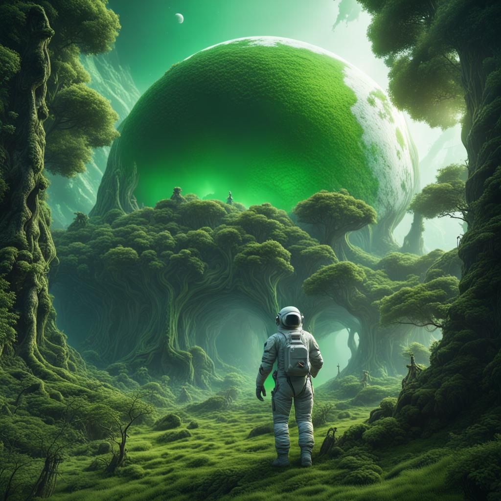 Astronaut on a green forest planet - AI Generated Artwork - NightCafe ...