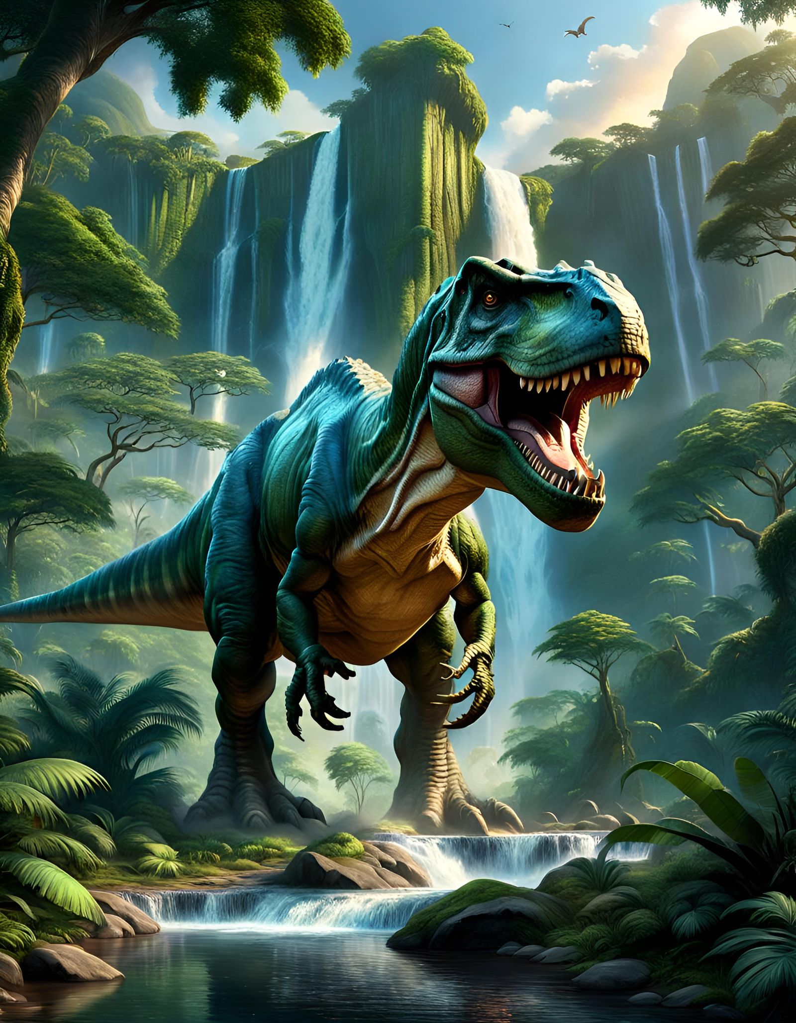 Terrifying and ravenous T-rex  by @eFuoriPiove