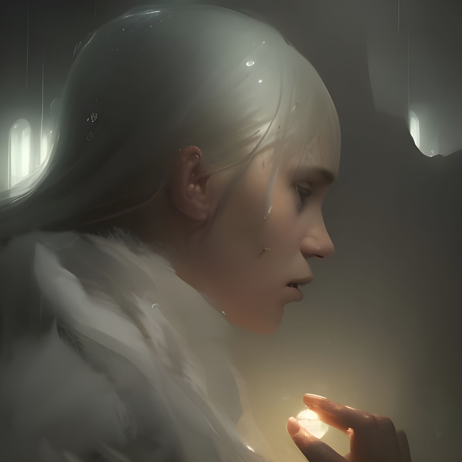 Emotional Faces Emerge from Jewel Brain, Dark Fantasy Art
