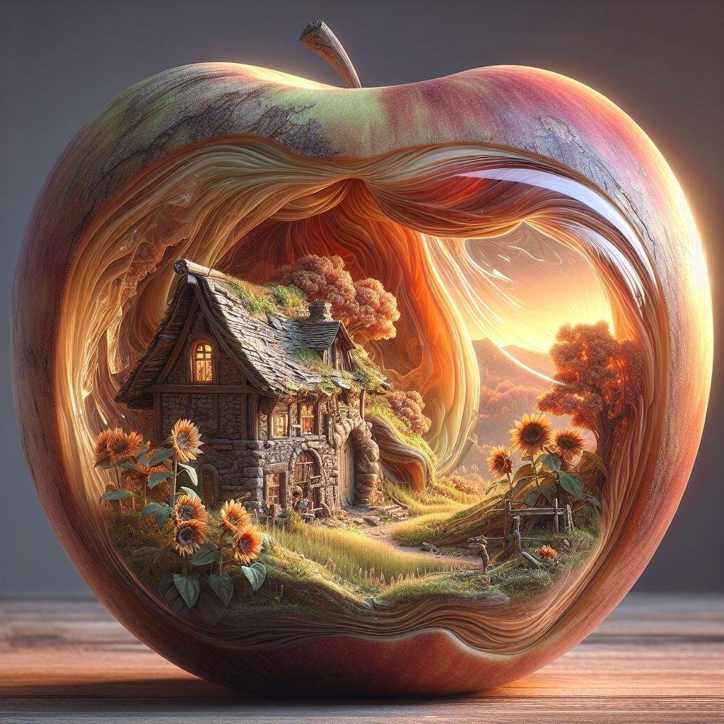 Fantasy scene in apple