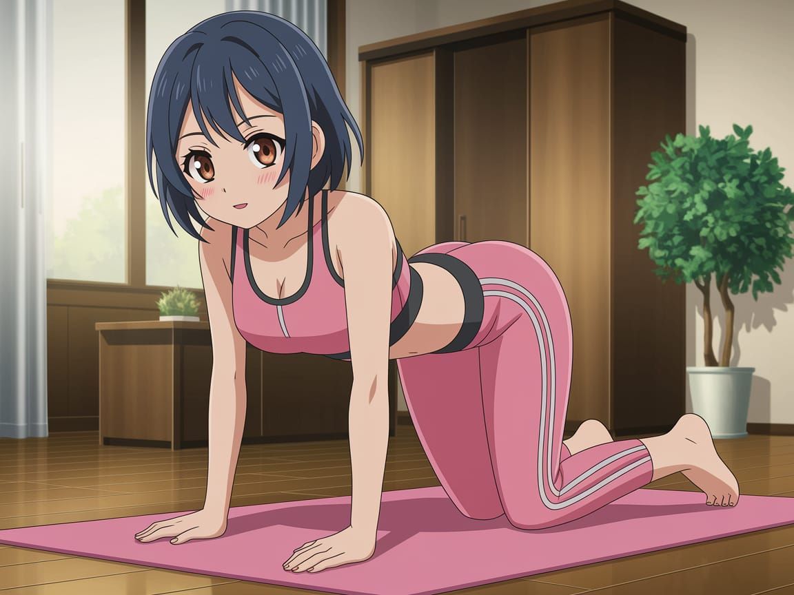 Anime Woman in Sakura Sports Outfit