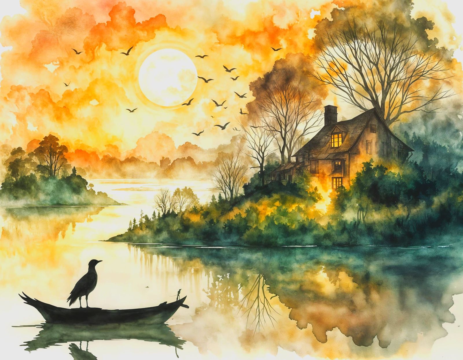 Fantasy Riverside Village at Golden Hour