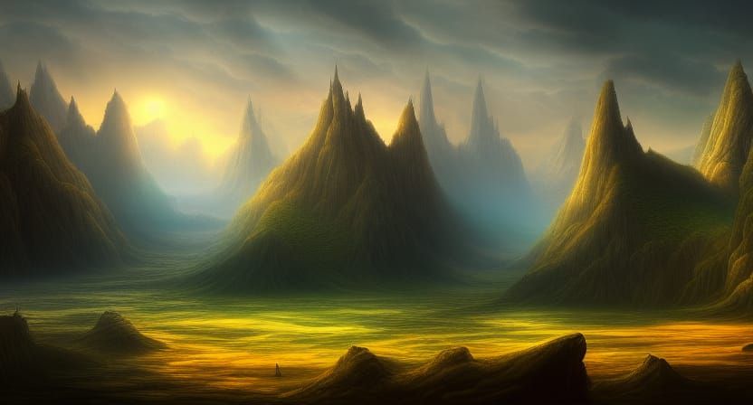 matte fantasy painting landscape