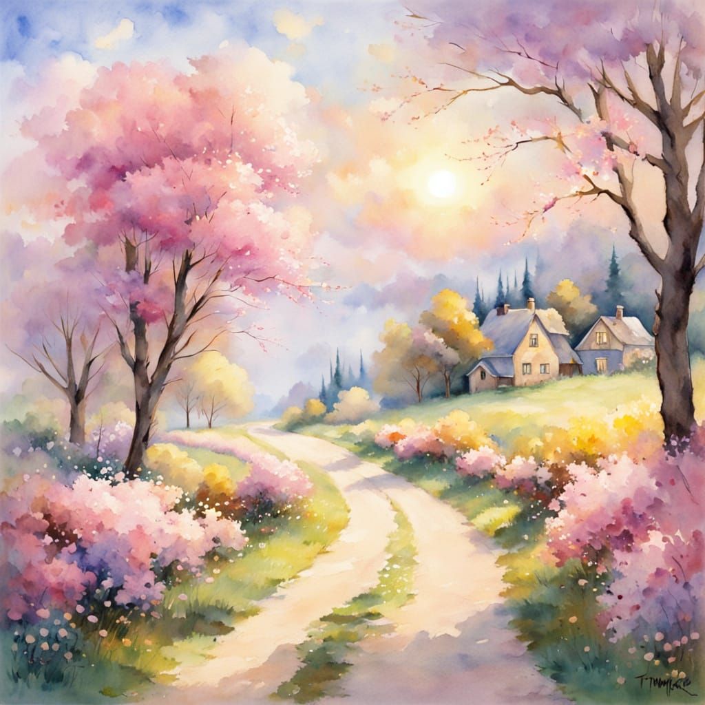 Pastoral watercolor   by @Thexius