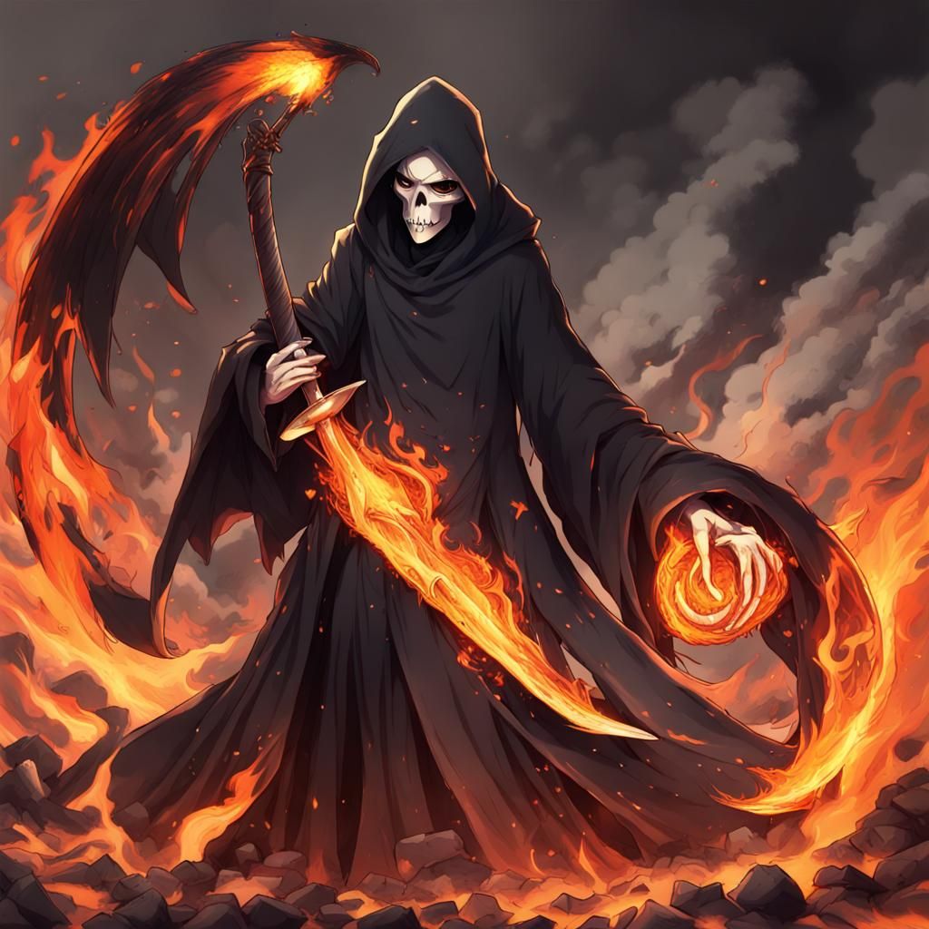 grim reaper on fire - AI Generated Artwork - NightCafe Creator