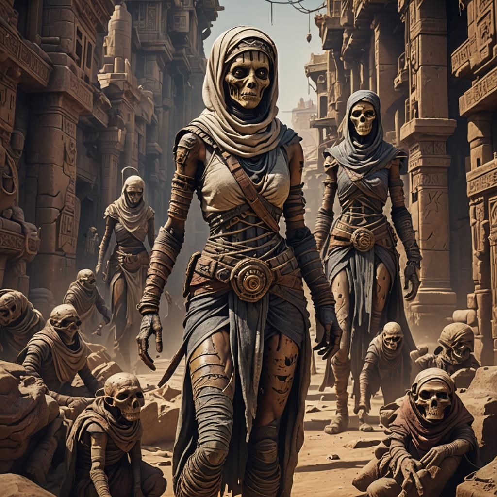 Awakening Skinny Mummy in Detailed Matte Painting
