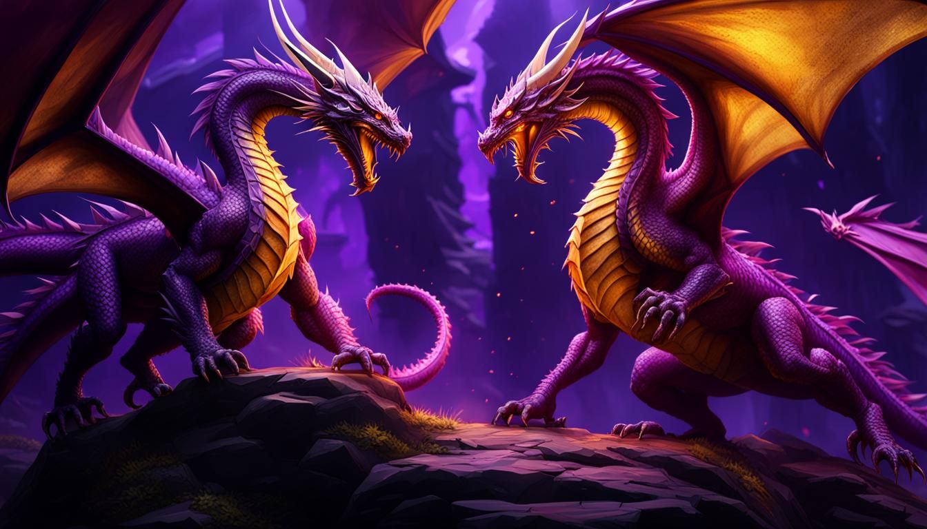 purple dragons fighting - AI Generated Artwork - NightCafe Creator