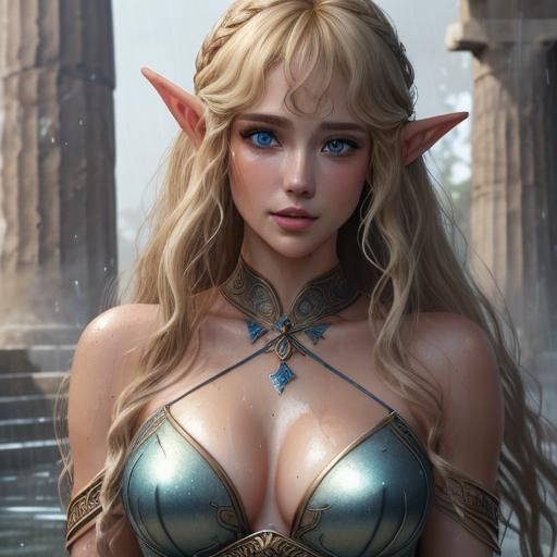 A close-up of a twenty-something beautiful elf like Aphrodit...