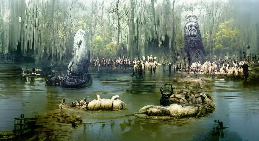 Bengal Swamp Concept Art Thomas Kinkade Gustav Dore