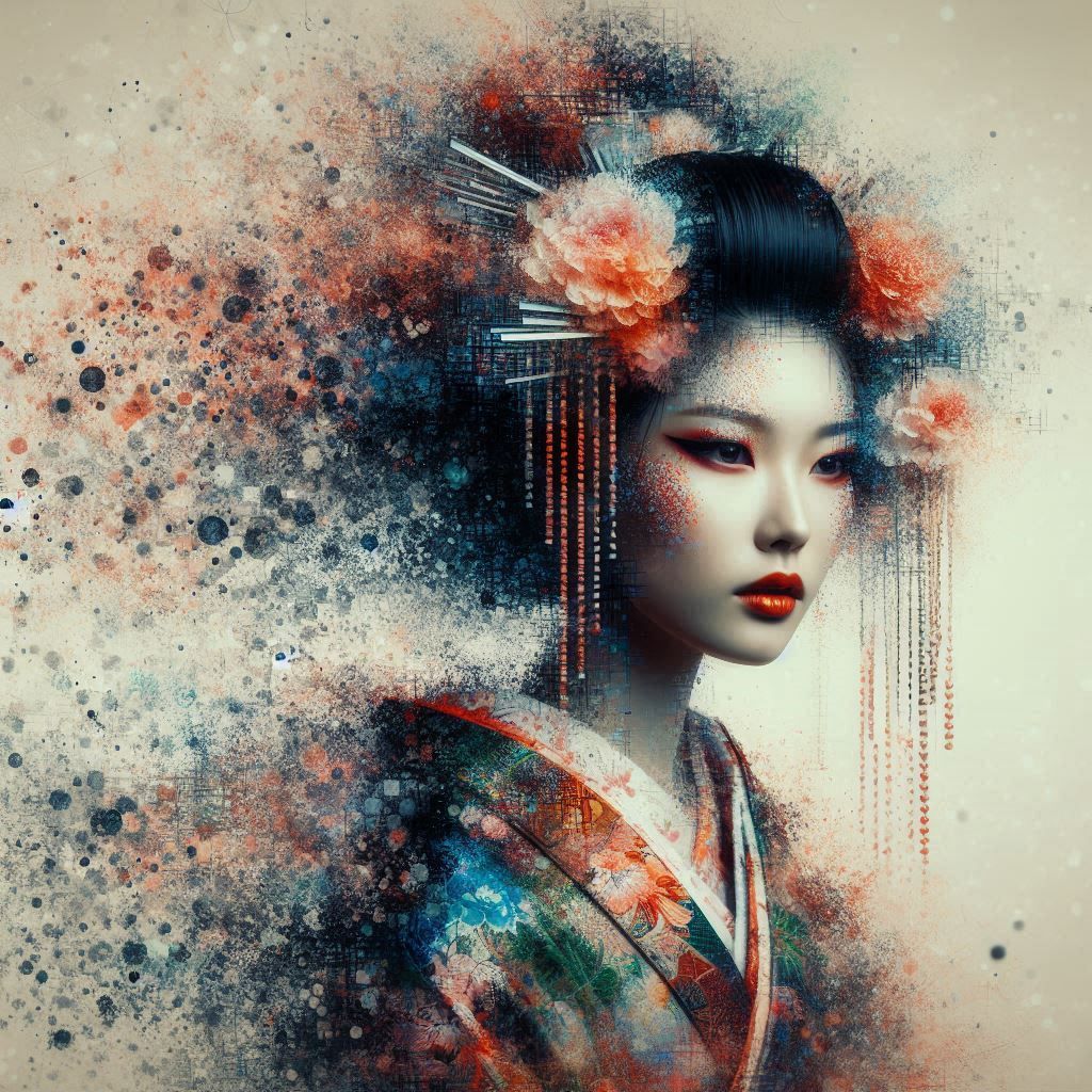 double exposure beautiful fantasy DALL-E 3 portrait landscap...