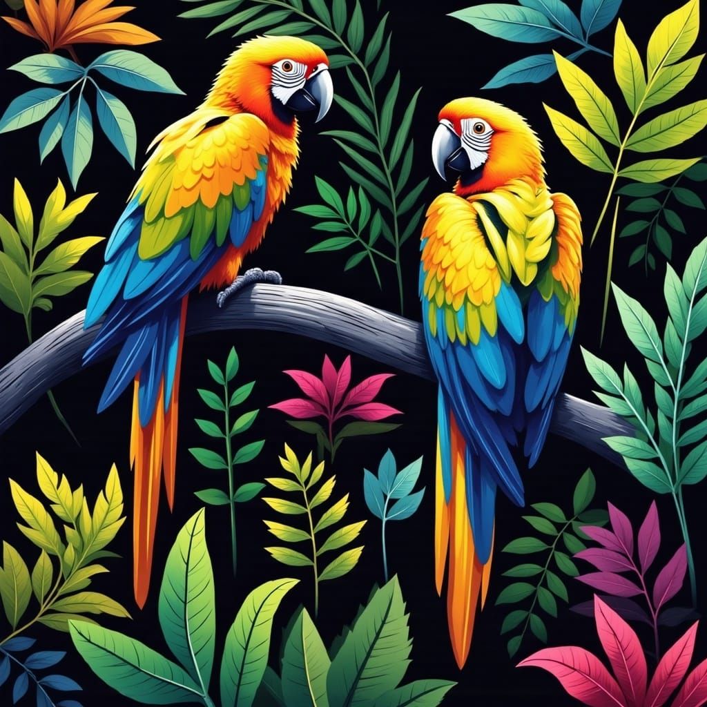 Parrots in the jungle