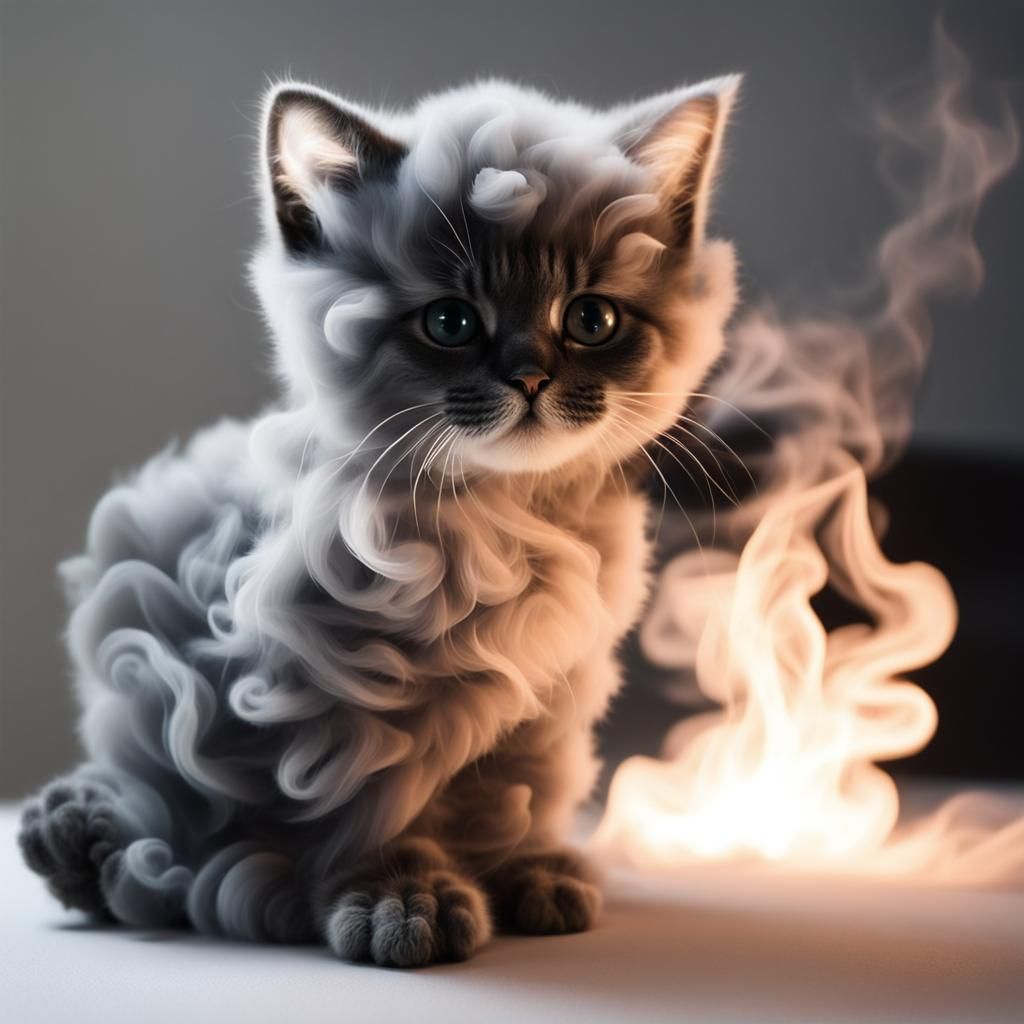 Smoke cloud kitten  by @Mangochango